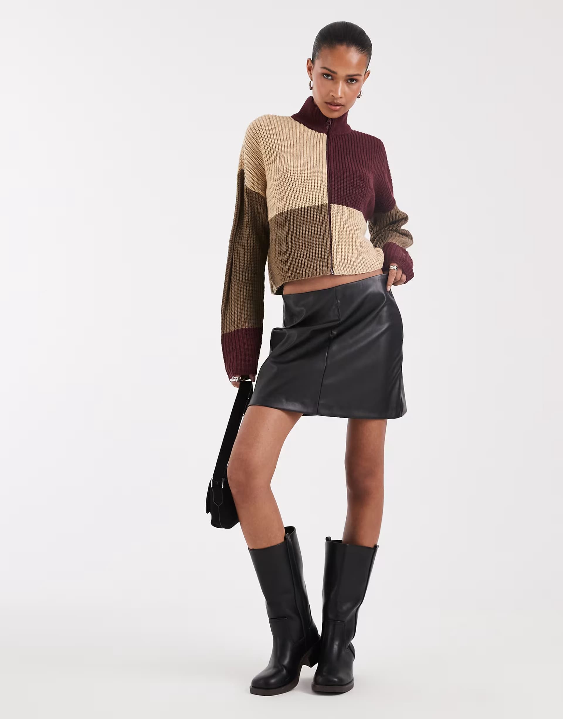 ASOS ONLY faux leather mini skirt in black