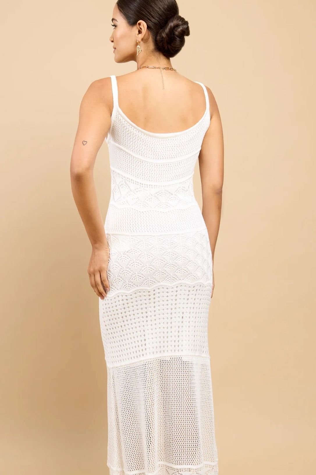 Little Mistress Little Mistress Women's White Crochet Midaxi Dress - 2