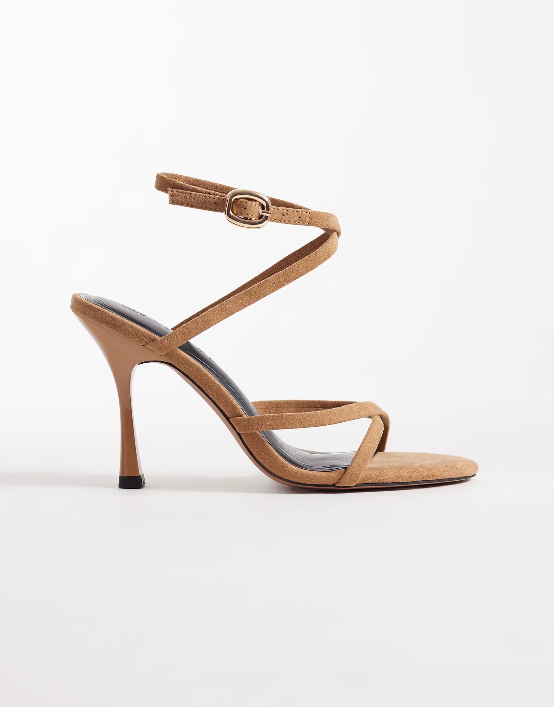 ASOS ASOS DESIGN Nikki cross over detail barley there high heel sandals sand suedette