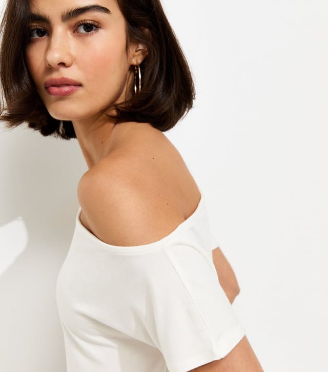 New Look Women's Cream Jersey Off The Shoulder Top New Look - 2