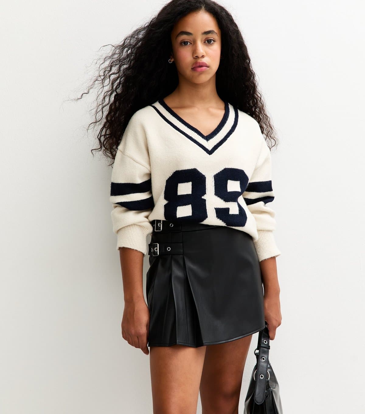 New Look Girls' Black Faux Leather Kilt Skort New Look