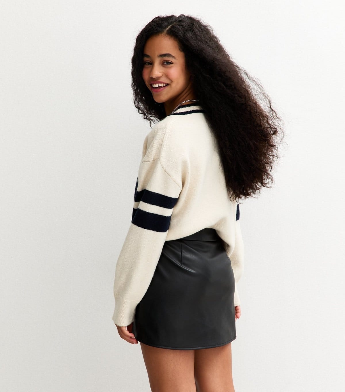 New Look Girls' Black Faux Leather Kilt Skort New Look - 4