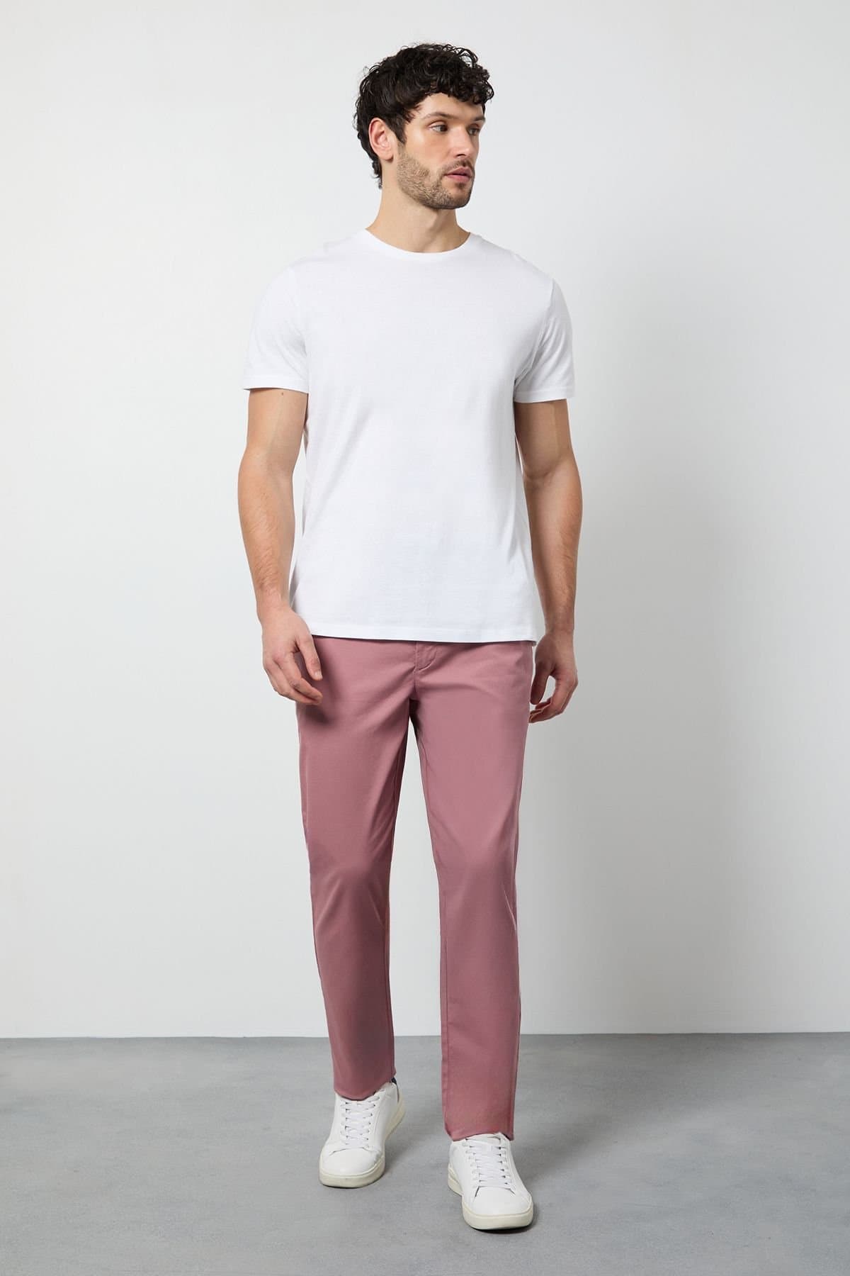 Burton Burton Men's Pink Slim Fit Chino Trousers