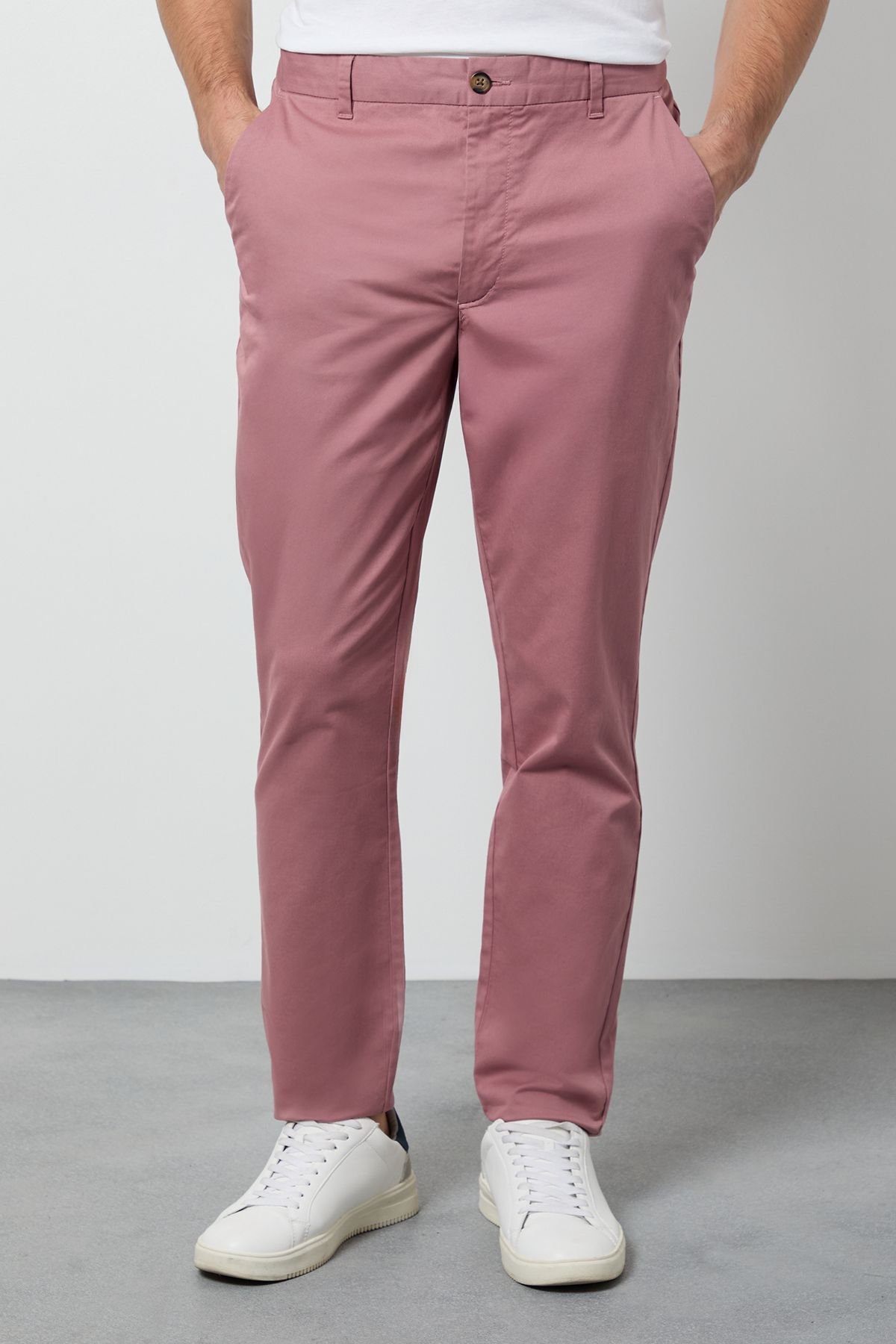 Burton Burton Men's Pink Slim Fit Chino Trousers - 2
