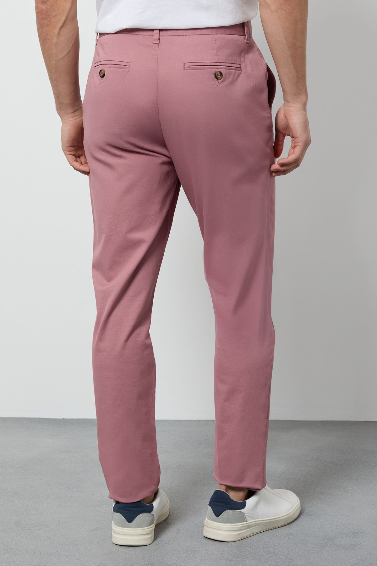 Burton Burton Men's Pink Slim Fit Chino Trousers - 3
