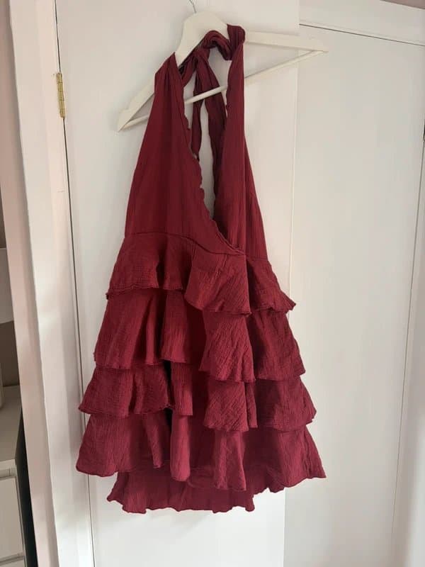 New Look Burgundy halter neck dress