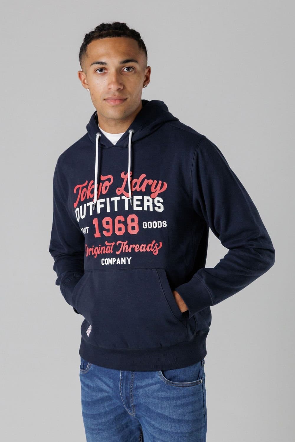 Tokyo Laundry Tokyo Laundry Men's Cotton Blend Drawcord Hoody in Dark Navy