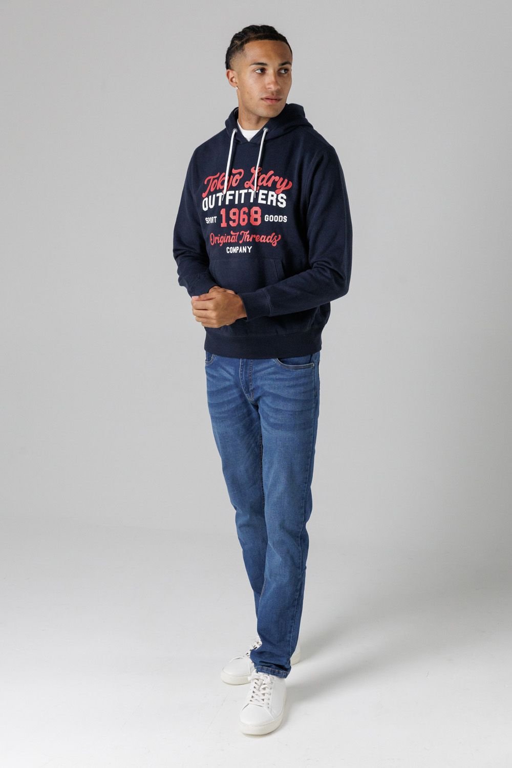 Tokyo Laundry Tokyo Laundry Men's Cotton Blend Drawcord Hoody in Dark Navy - 3