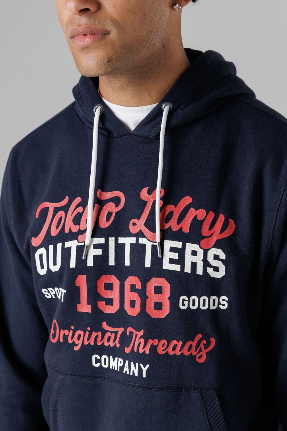 Tokyo Laundry Tokyo Laundry Men's Cotton Blend Drawcord Hoody in Dark Navy - 4