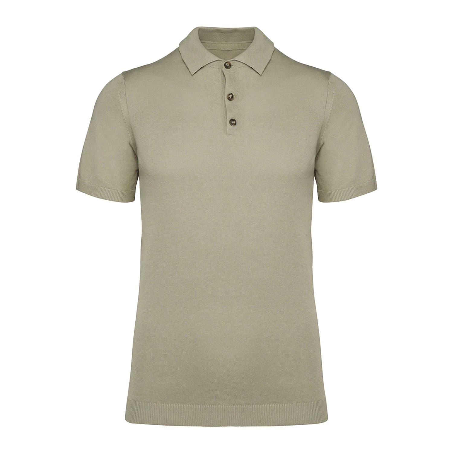 Spasso Spasso Men's Knitted Polo Shirt in Khaki
