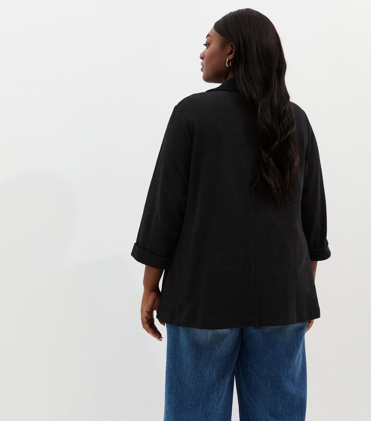 New Look Women's Plus Size Black Textured Jersey Blazer Curves New Look - 4