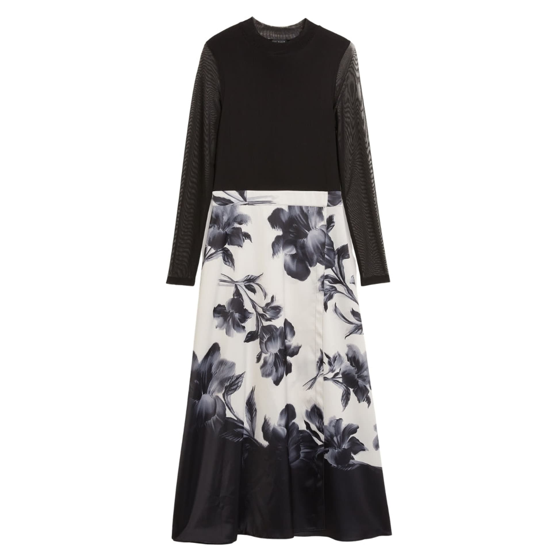 Ted Baker Ted Baker Women's Selnaa Long Sleeve Crew Neck Regular Fit Midi Dress in Black