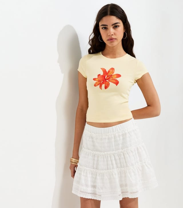 New Look Women's White Cotton Broderie Anglaise Tiered Mini Skirt New Look - 2