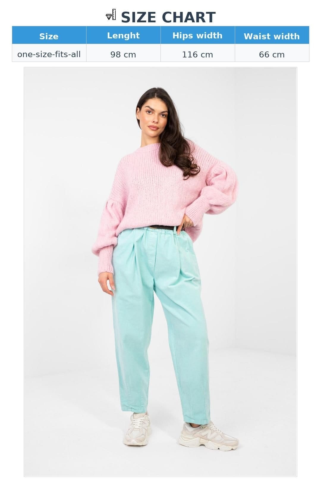 Love Lace Love Lace Women's Italian Corduroy Carrot Tapered Work Pants in Mint - 4