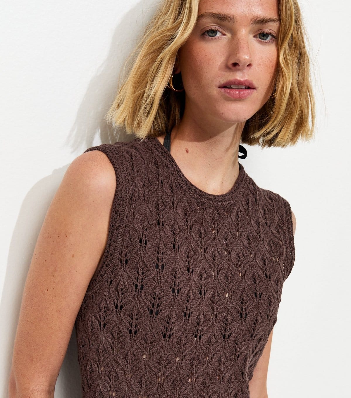 New Look Women's Dark Brown Crochet Fringe Hem Maxi Dress New Look - 4