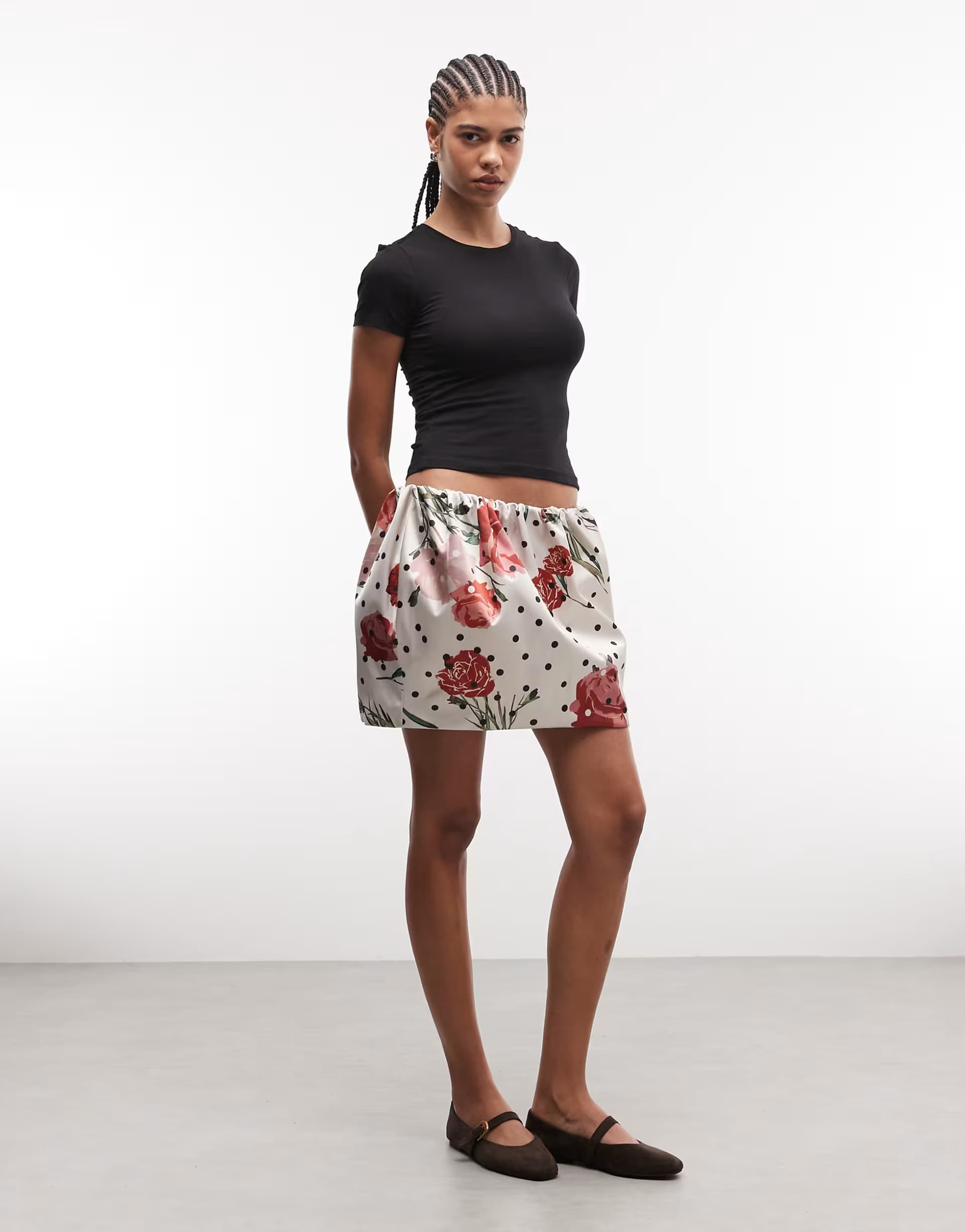 ASOS ASOS DESIGN satin structured mini skirt in floral