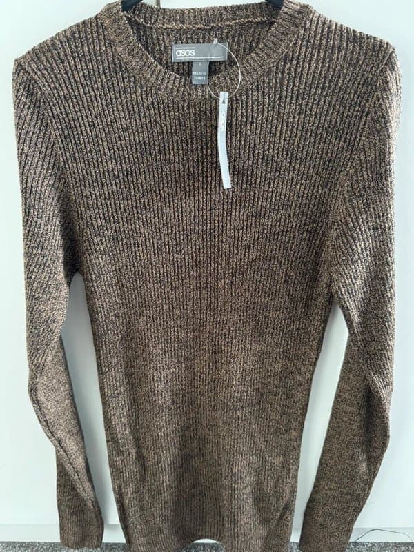 ASOS ASOS Ribbed Knit Jumper – Size S – Brown Marl – New with Tags