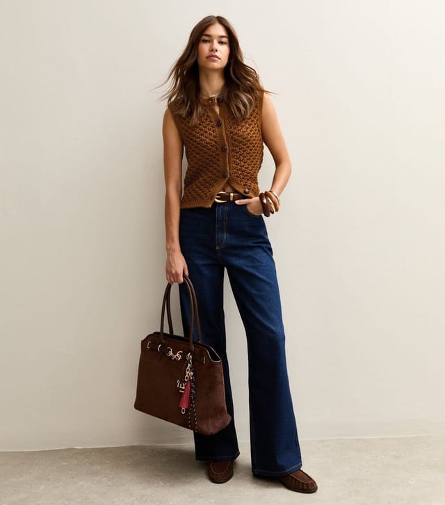 New Look Women's Tan Moss Stitch Buttoned Waistcoat New Look - 3