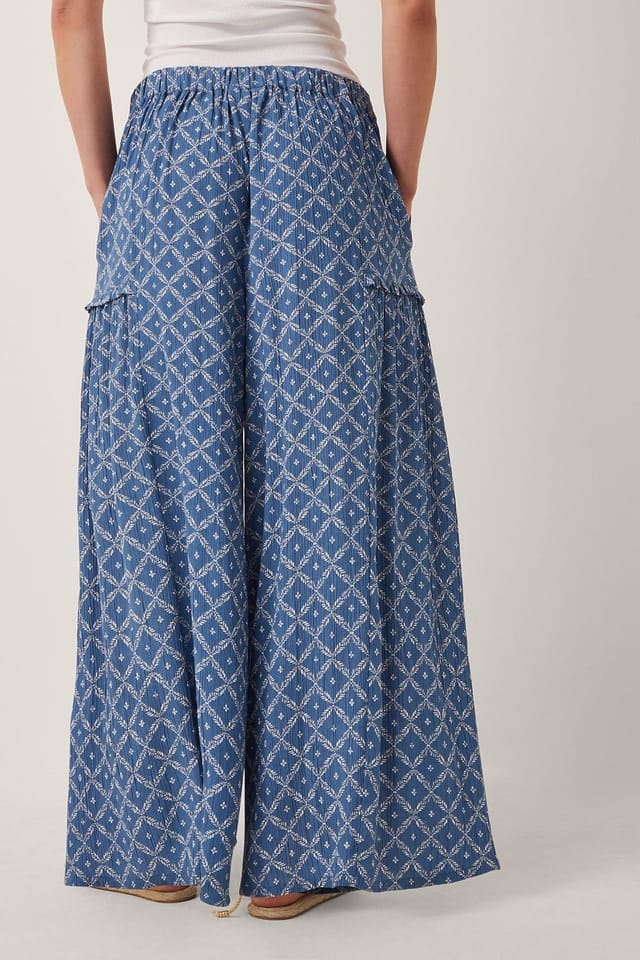 Monsoon Monsoon Women's Rita Print Wide Leg Trousers Blue - 2