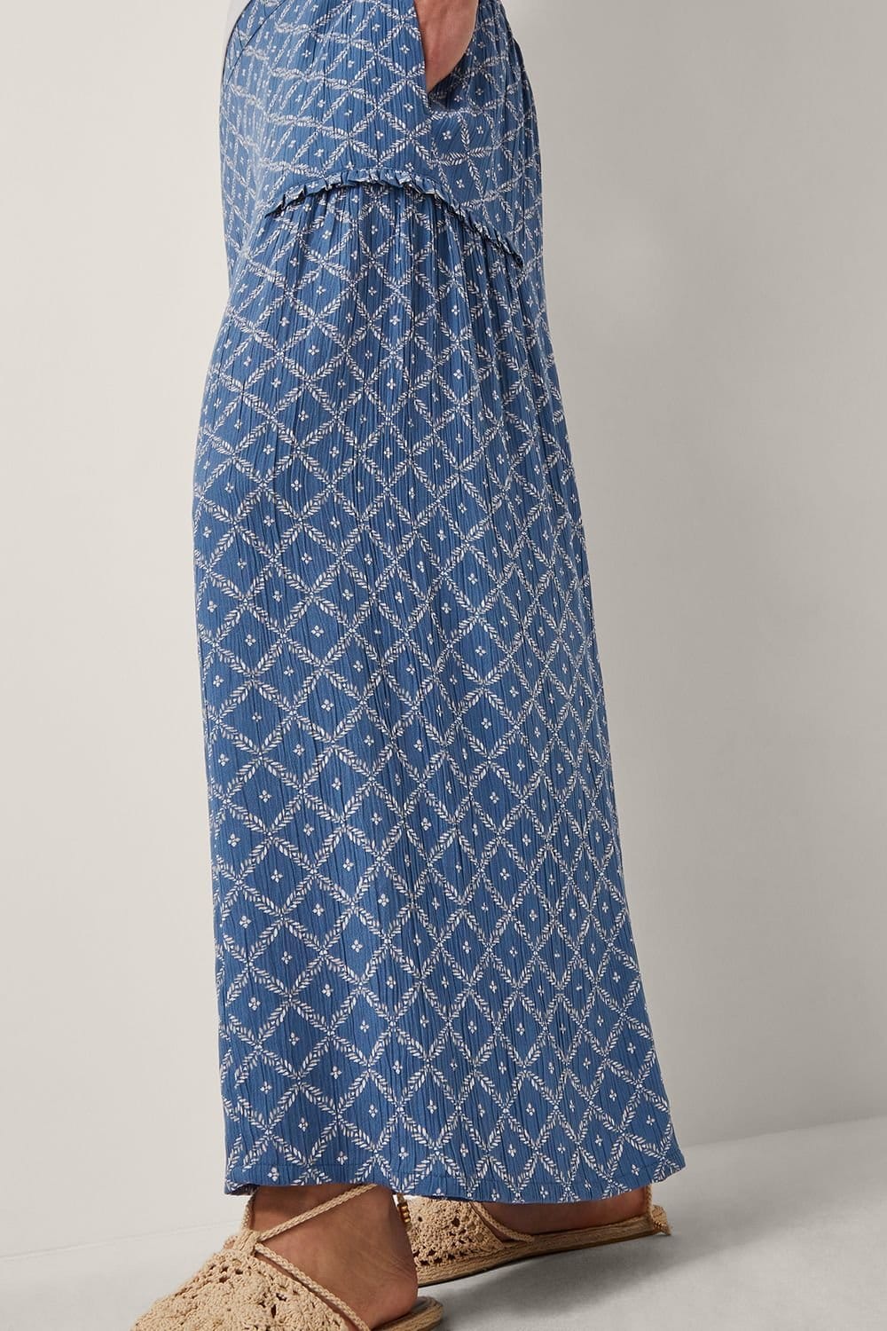 Monsoon Monsoon Women's Rita Print Wide Leg Trousers Blue - 4