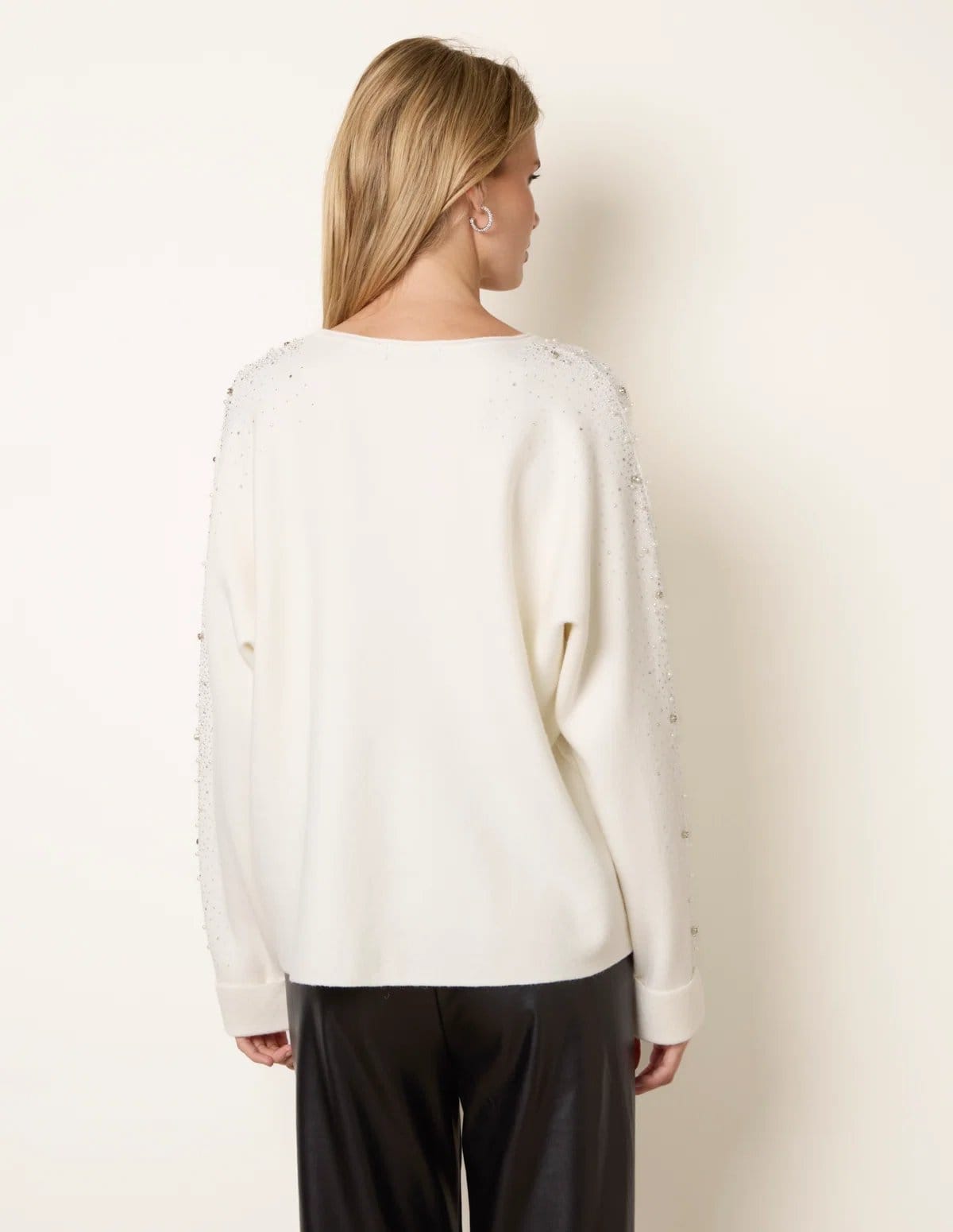 Blue Vanilla Diamante Sleeve Round Neck Knit Jumper - 4