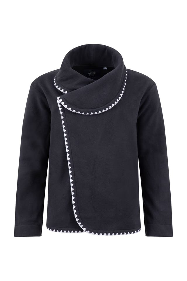 Weird Fish Weird Fish Women's Tamara Asymmetric Fleece Cardigan in Navy - 2