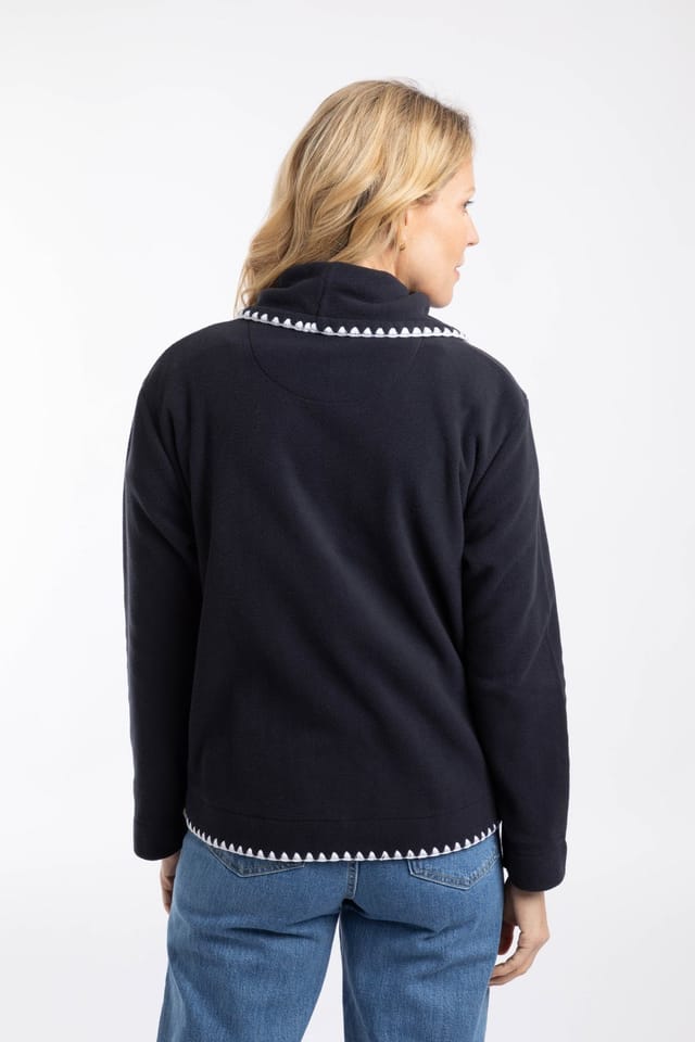 Weird Fish Weird Fish Women's Tamara Asymmetric Fleece Cardigan in Navy - 3
