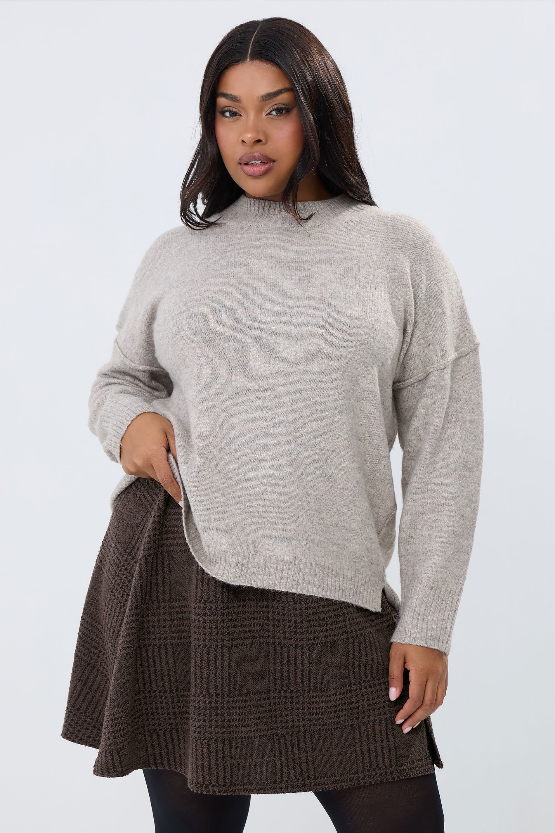 Yours Plus Size Brown Check Mini Skirt