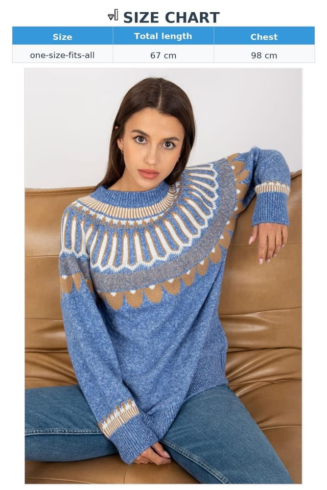 Love Lace Love Lace Women's Long Sleeve Stand Collar Sweater Pattern Style 170821 in Blue - 3