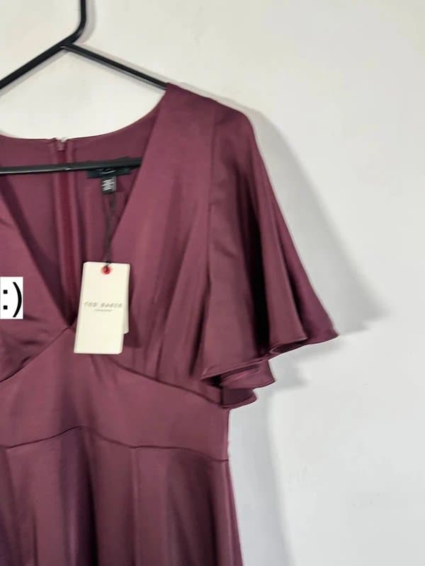 Ted Baker Ted baker £280  long maxi dress bridesmaid formal purple plum satin 2 size UK 10 new
