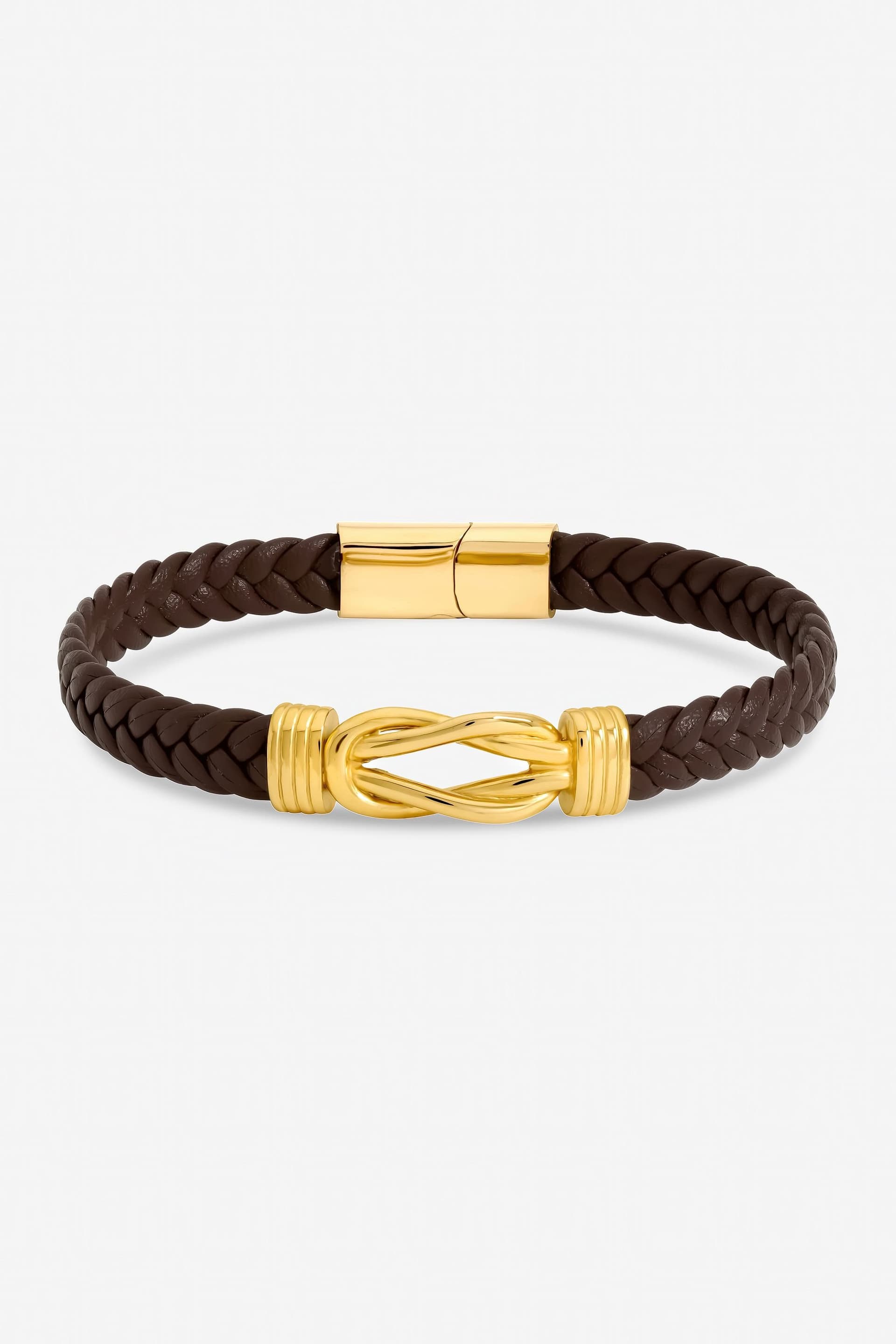 Inicio Inicio Men's Brown Plaited Bracelet - Gift Pouch
