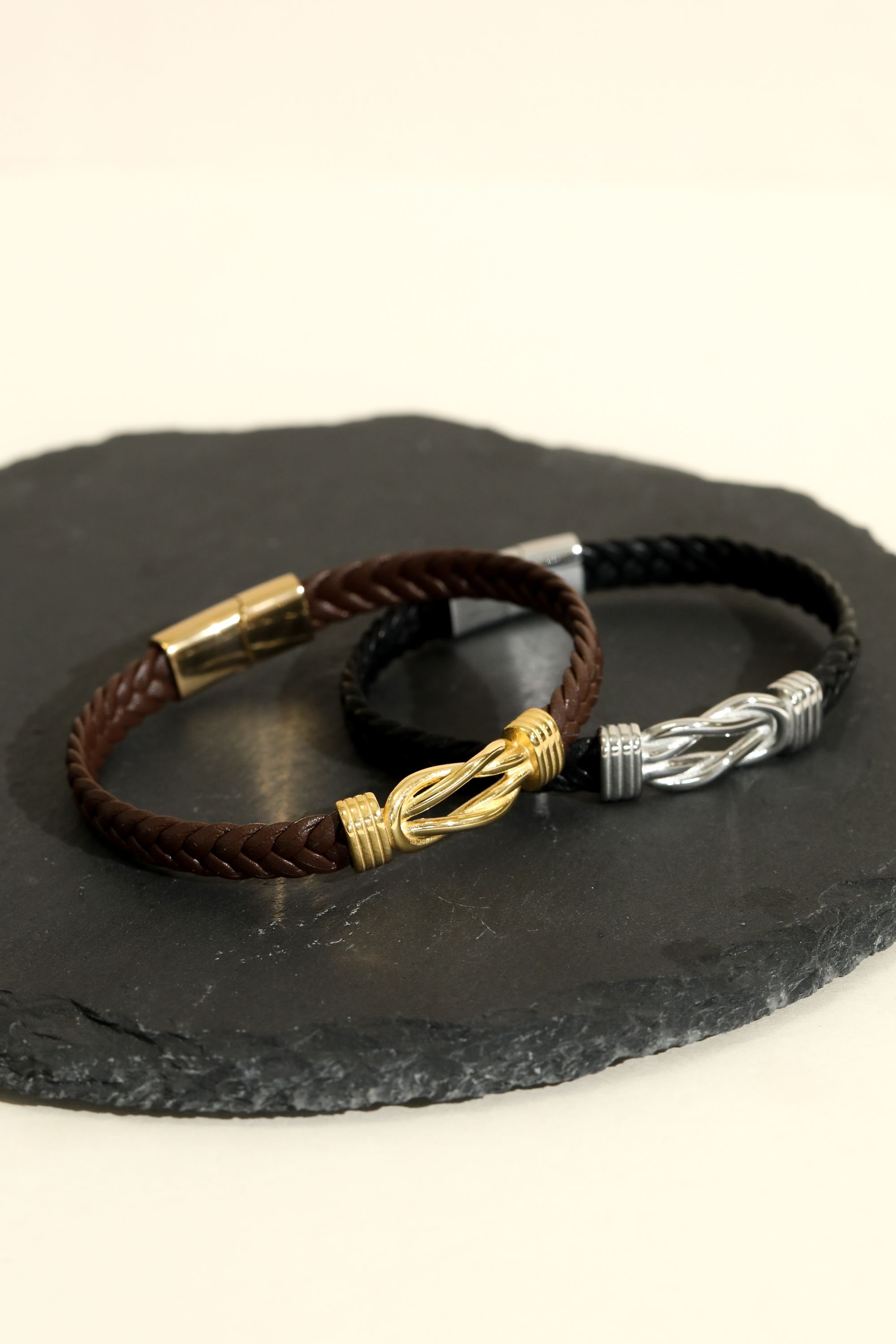 Inicio Inicio Men's Brown Plaited Bracelet - Gift Pouch - 3