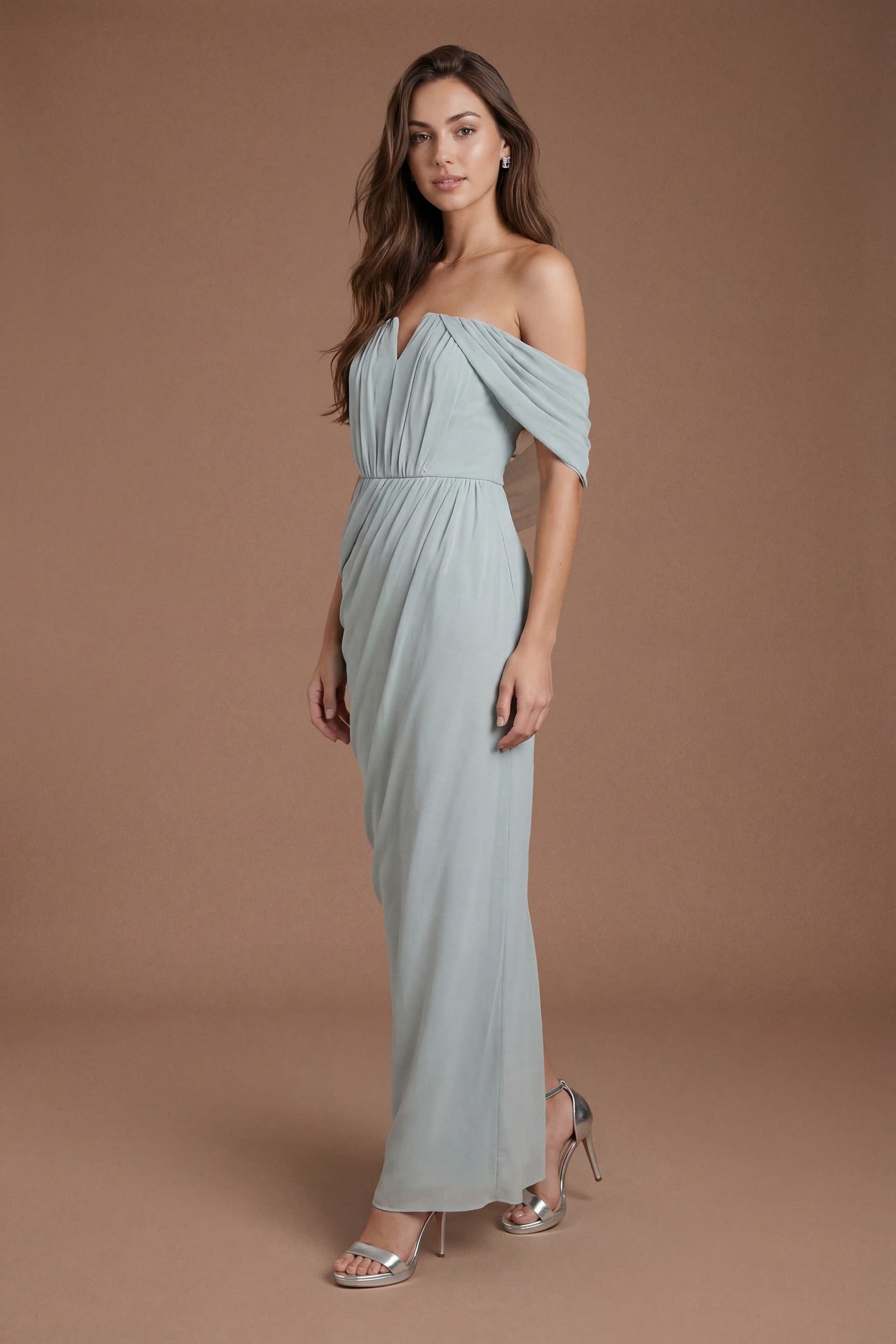 Coast Coast Women's Shawl Back Two In One Contour Collective Bridesmaid Dress in Sage