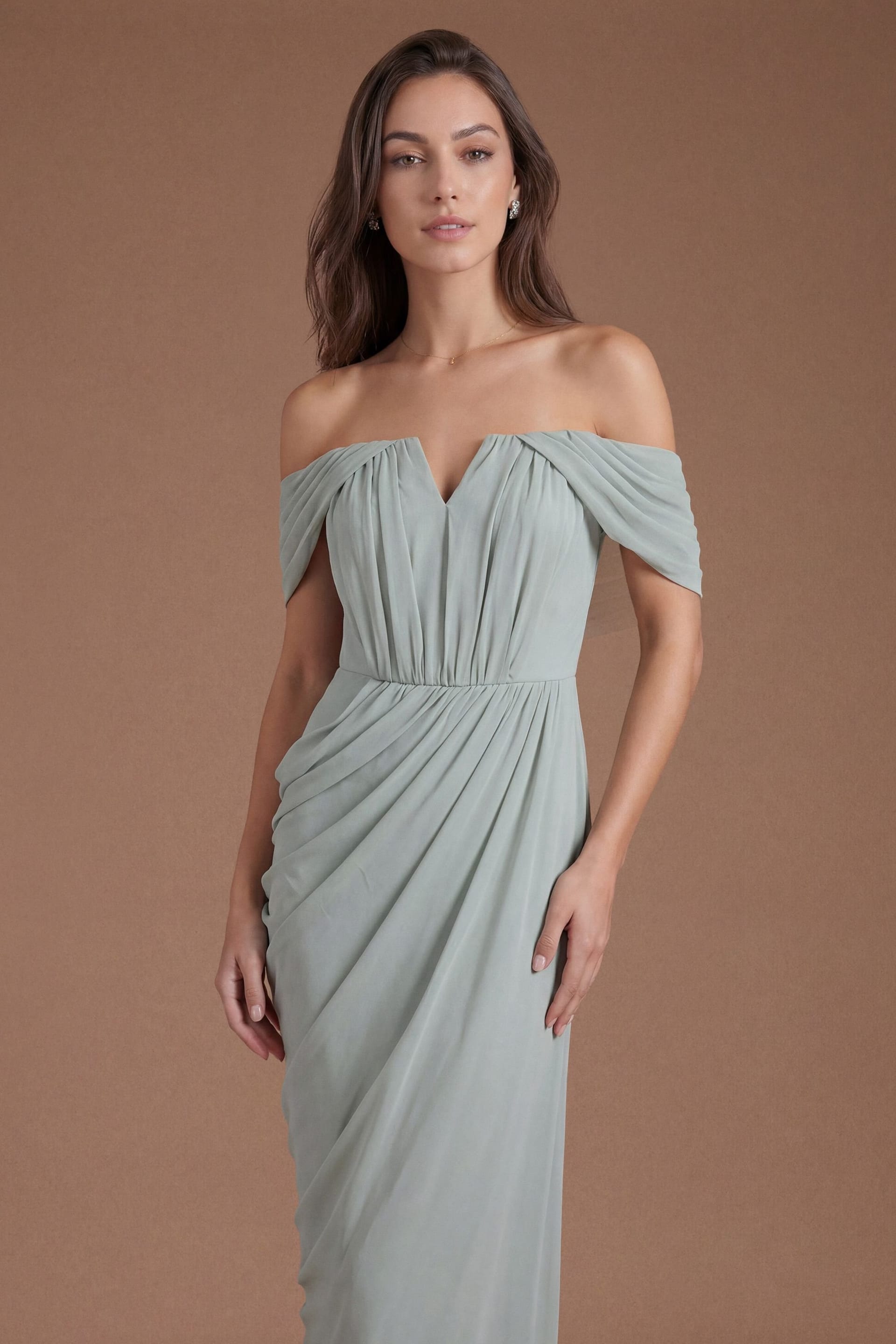 Coast Coast Women's Shawl Back Two In One Contour Collective Bridesmaid Dress in Sage - 4