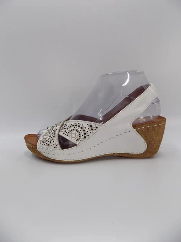 Pavers Pavers Sandals Wedge Heel UK 5 EU38 Womens White Leather Slingback Comfort Smart