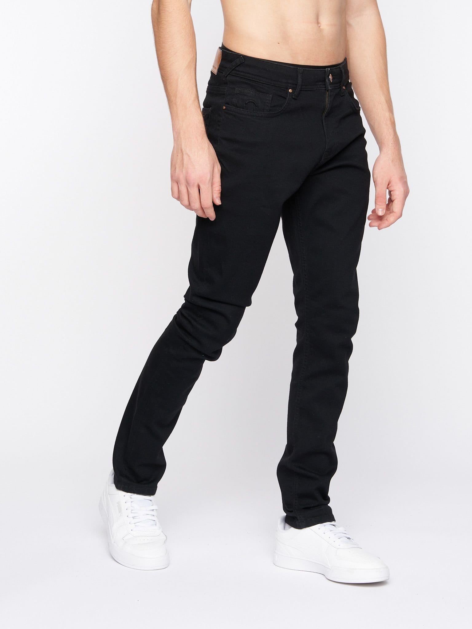 Duck&Cover Duck&Cover Overburg Men's Tapered Ultra-Flexible Stretch Jeans in Black - 4