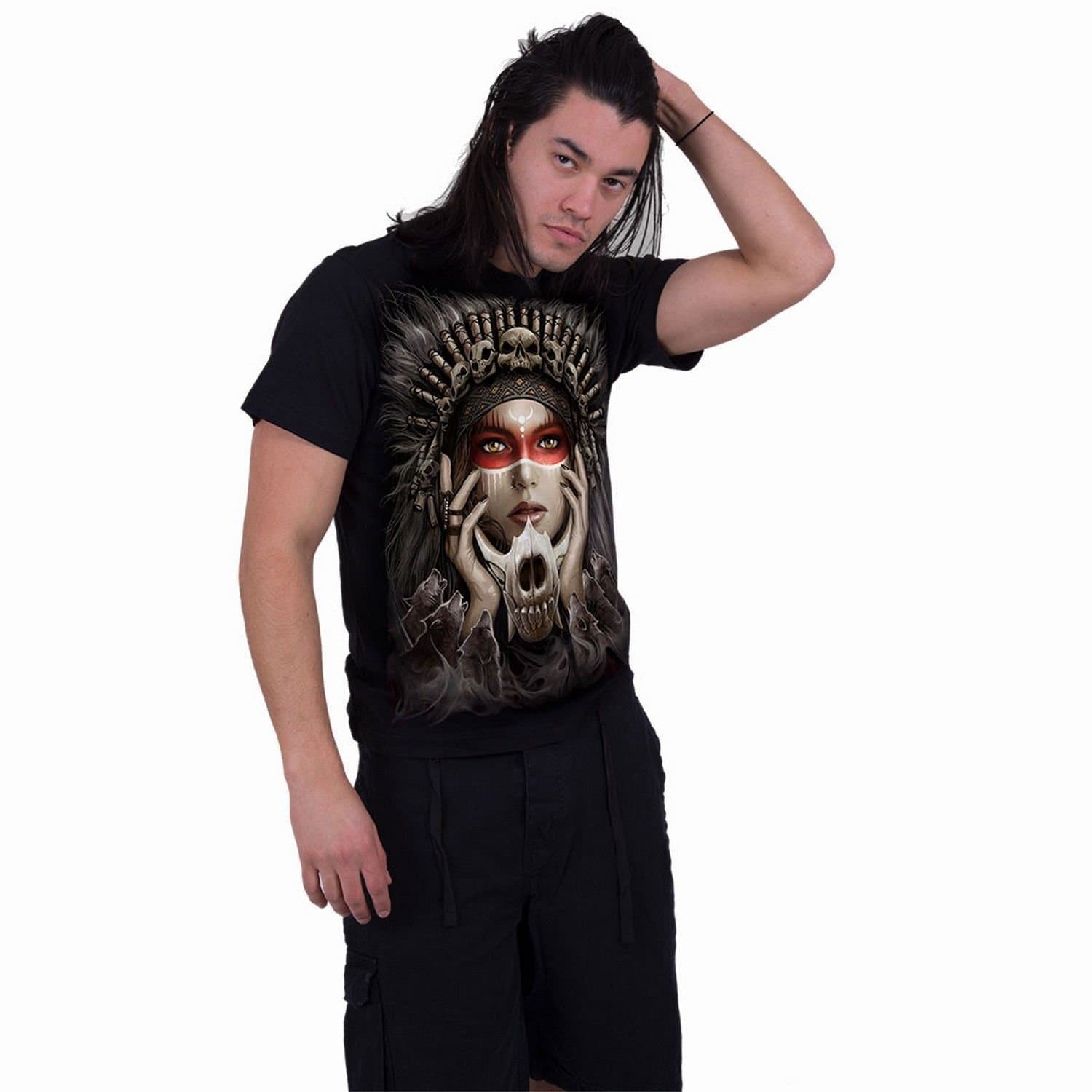 Spiral Direct Spiral Direct Men's Cry Of The Wolf Back Print T-Shirt in Black