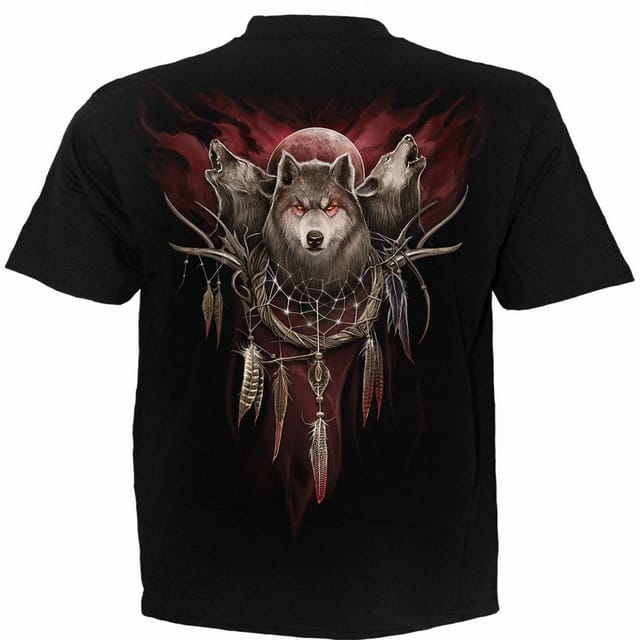 Spiral Direct Spiral Direct Men's Cry Of The Wolf Back Print T-Shirt in Black - 3