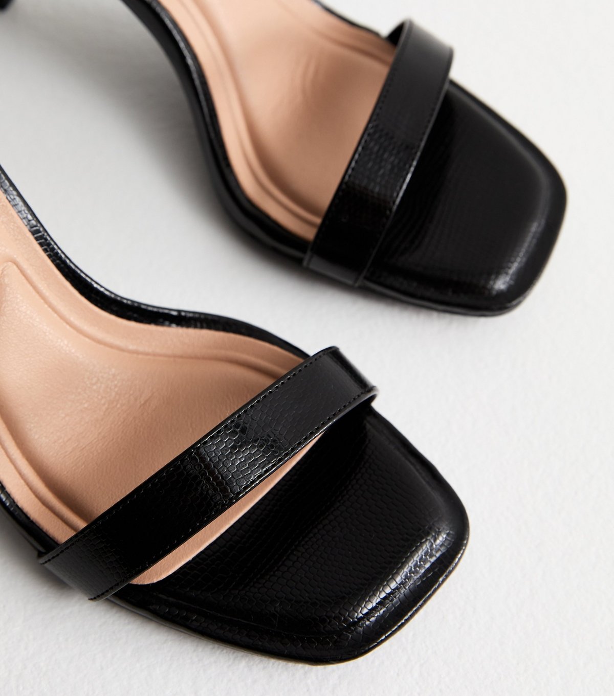 New Look Women's Black Snakeskin Effect Faux Leather Stiletto Sandals Vegan New Look - 3