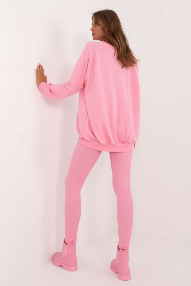 Love Lace Love Lace Women's Cotton Elastane Leggings & Sweatshirt Set Style 202323 in Pink - 2