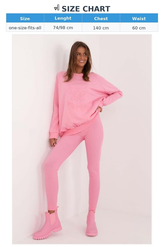 Love Lace Love Lace Women's Cotton Elastane Leggings & Sweatshirt Set Style 202323 in Pink - 3