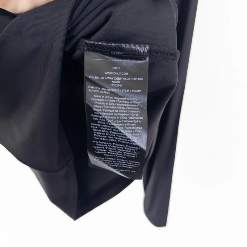 Only Only Black Two Way Deep Neck Top Size XS NEW Long Sleeve Slinky Stretch