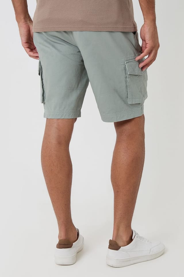 Threadbare Threadbare Men's Cotton Twill Cargo Shorts in Pale Green - 2