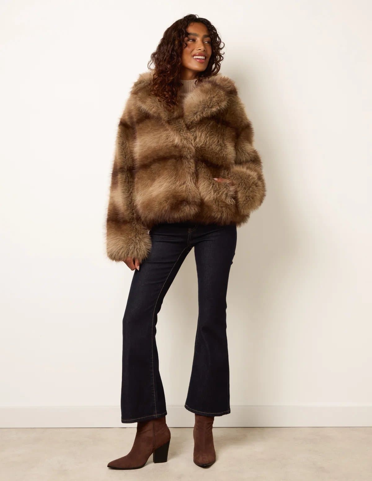 Blue Vanilla Faux Fur Short Coat