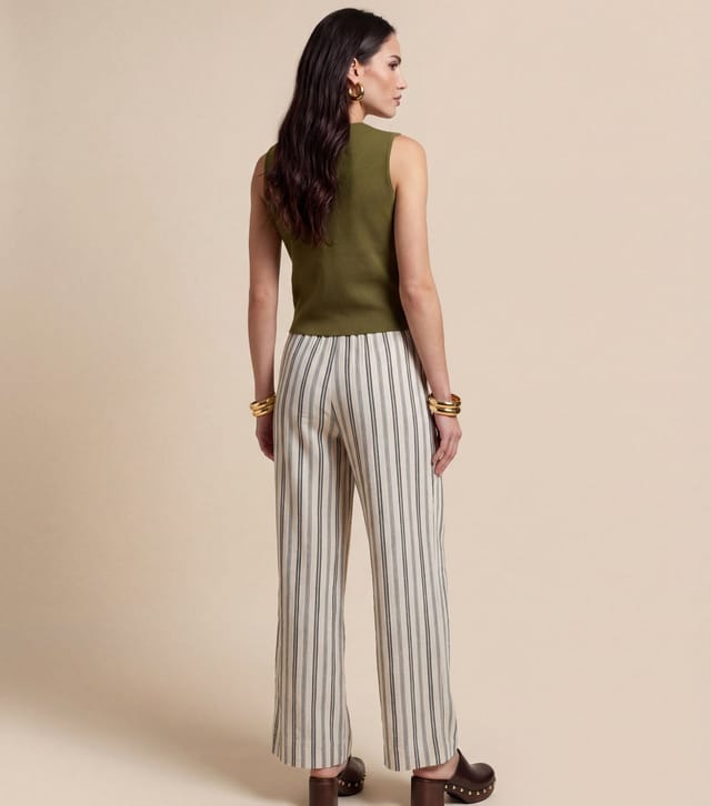 Urban Bliss Women's Cream Striped Straight Leg Trousers Urban Bliss New Look - 3