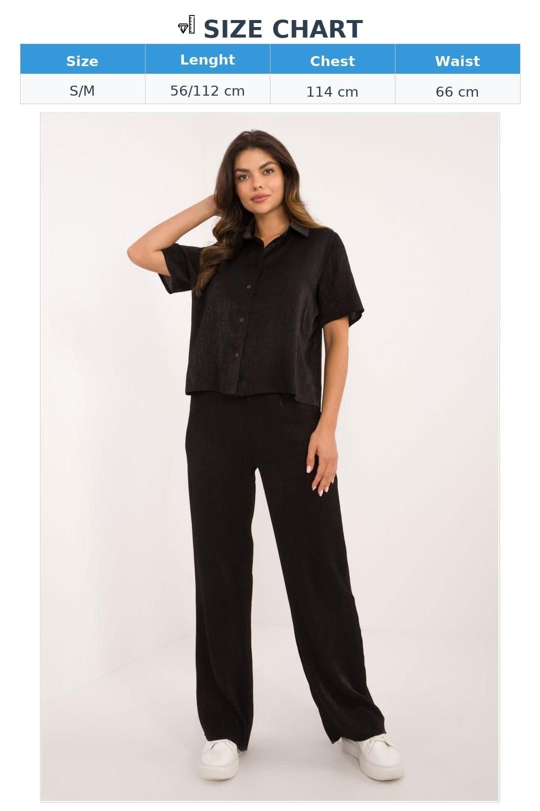 Love Lace Love Lace Women's Classic Cotton Blend Top & Wide Leg Set in Black - 4