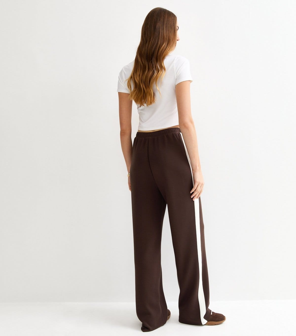 New Look Women's Tall Premium Brown Jersey Striped Wide Leg Joggers New Look - 4