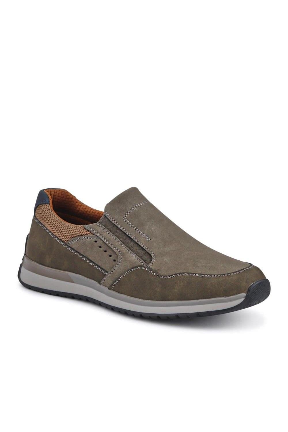 Pavers Pavers Men's Wide Fit Elasticated Slip On Shoes in Khaki