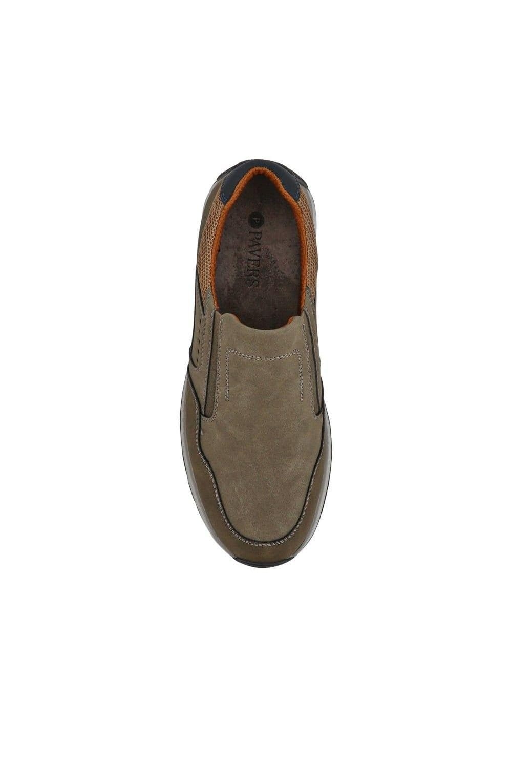 Pavers Pavers Men's Wide Fit Elasticated Slip On Shoes in Khaki - 4