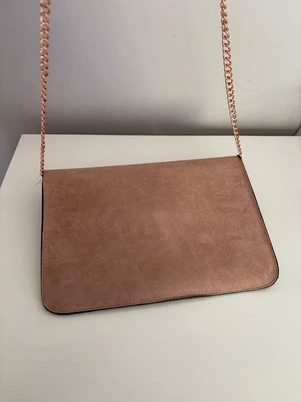 New Look New Look Nude Embellished Clutch Bag Rose Gold Chain Evening Occasion Bag